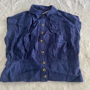 nwt new free people cassie linen collared tank top size extra small XS